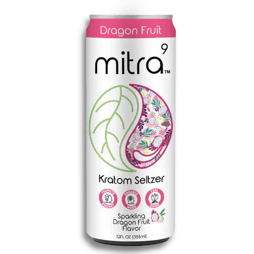 Kratom Seltzer dragonfruit flavor Mitra 9 Cradum Drink